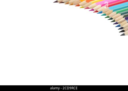 Bordo superiore destro dell'angolo di matite multicolore con copia spazio Foto Stock