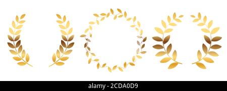 Collezione silhouette Laurel wreath isolata su sfondo bianco. Illustrazione vettoriale Illustrazione Vettoriale