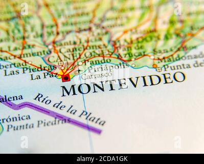 Mappa geografica della città di Uruguay Montevideo Foto Stock