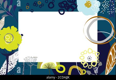 Retrò moderno astratto floreale basato scandinavo collezione d'arte astratta diversi elementi floreali e astratti in una piega d'epoca retrò stile remini Foto Stock