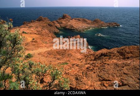 Seacoast della Corniche d'Oro in Esterel Foto Stock