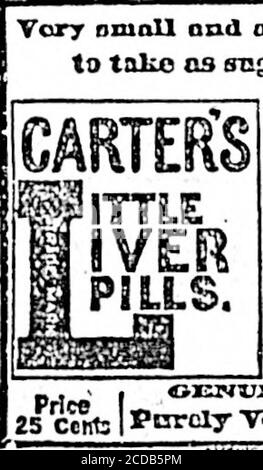 . Colonista quotidiano (1900-04-15) . I carter genuini devono dare la firma di veda il Dclow del wrapper del facsimile. | molto nmnll e su easyto prendere come zucchero. PER CEFALEA*PER DIZIMESS.PER BILIOUSNESS.PER FEGATO TORPIDO.PER C0HSTIPATE0N.PER SALOW SKKI.PER LA COMPLESSIONE   . - ? «&gt;ENUXSrtll HUOT HAVCIU0 MATURA. 25 enfc i puramente VeffetaMov/t2sa»^2^£ CURA MAL DI TESTA MALATO. Orse ftJsgBnt only.Tuesday 17 aprile, Mark Twains potente Plav Foto Stock