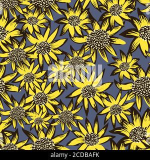 Motivo senza cuciture con girasoli di eleganza originale Illustrazione Vettoriale
