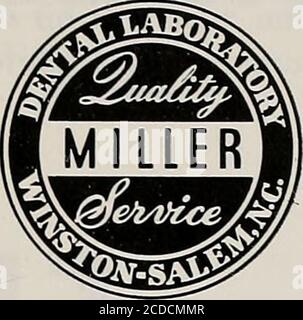 . Bollettino della società dentale del North Carolina [seriale] . MILLER LABORATORIO DENTALE WINSTON-SALEM, N. C.ACCREDITATO DA N.C.D.S. TELEFONO L-6721 STABILITO 1915 Central DentalLaboratory S P. O. Box 1732 ERVICEATISFACTION E. B. ANDERSON Durham, N. C. Foto Stock