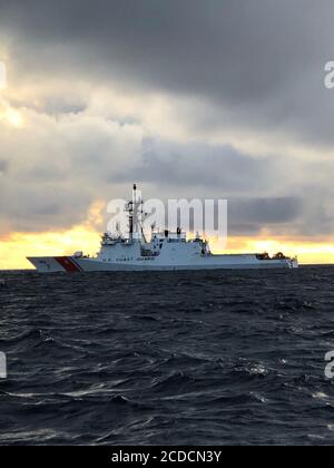 La Guardia Costiera americana Cutter Hamilton (WMSL-753) in corso nell'Oceano Pacifico Orientale, 19 agosto 2020. La Coast Guard Cutter Hamilton è una delle due taglierine di sicurezza nazionale di 418 metri che si trovano a Charleston. (STATI UNITI Guardia costiera foto) Foto Stock