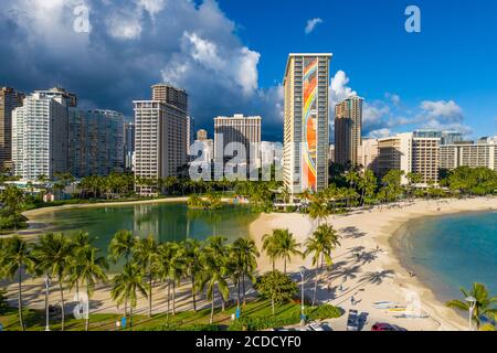 Hilton Hawaiian Village, Waikiki Beach, Honolulu, Oahu, Hawaii, USA Foto Stock