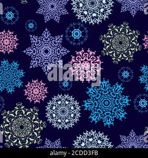 Simpatico fiocco di neve di Natale modello senza cuciture Illustrazione Vettoriale