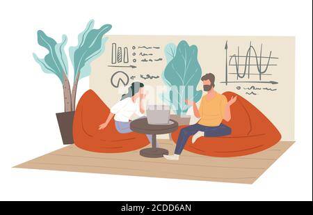 Sala del campus universitario o posto di lavoro di giovani uomini d'affari Illustrazione Vettoriale