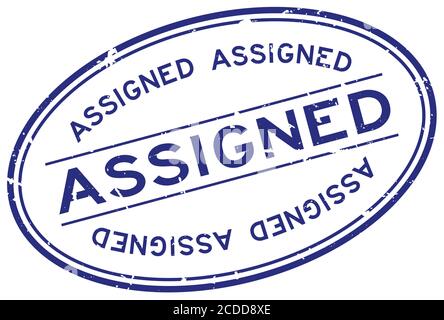 Grunge blu assegnato parola ovale guarnizione in gomma stampigliata su bianco sfondo Illustrazione Vettoriale