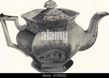 . Ceramica anglo-americana : la vecchia cina inglese con vedute americane, un manuale per collezionisti . 151. Cabina di tronchi. Di J. Ridgway. Columbian Star, 28 ottobre 1840 (inciso da Thomas Hordley.) 149. Cabina di tronchi, vista finale (due uomini). 150. Cabina in tronchi, vista laterale. 151. Capanna di tronchi (cavalli e aratro). 152. Delaware. 66 CERAMICHE ANGLO-AMERICANE.. Teapot cabina di tronchi. Di J. Ridgway. CERAMICA ANGLO-AMERICANA 67 Foto Stock
