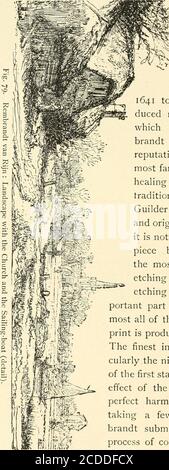 . Incisione e incisione : un manuale per l'uso di studenti e collezionisti di stampe . i mezzi più semplici, che ulteriormente finishcould poco migliorare. Il piccolo paesaggio con aMilkman (B. 213), i due Cottages con PointedGables (B. 214), i Cottages accanto ad un canale, con aChurch e barca a vela (fig. 79 ; B. 228), sono gemme di incisione, rifinite con sorprendente delicatezza e con incom-parable abilità nell'espressione della distanza di paesaggio; mentre altri, come i tre cottage a timpano (B. 217), 172 INCISIONI NEI PAESI BASSI. Mostra un ampio trattamento di tipo pittore nel brillantsunshin Foto Stock