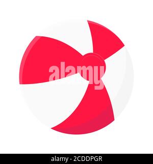 Rotondo Beach ball piatto stile disegno vettoriale illustrazione icona segno isolato su sfondo bianco. Illustrazione Vettoriale