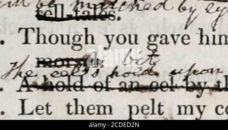 . Una raccolta di proverbi gaelici, e frasi familiari; : accompagnata da una traduzione inglese, destinata a facilitare lo studio della lingua; illustrata con note. A cui si aggiunge, la via alla ricchezza, dal Dr. Franklin, tradotto in Gaelico. s sui pulcher, et suum cinque pulchrum. (M) fare fieno mentre il sole splende, D5 21. Il combustibile bagnato può essere un kii^tlle; ma una pietra non lo farà mai. 22. Anche se il corvo è nero, Yew detemes il suo . bii4s bianco o-iAryt- y:&lt;^-^ ^/^^^ ^; 24. L'uomo ; ieedy promette che cosa osserà nim^ ,/fotà l'uomo covetous pensa che qualunque cosa ispromise sarà performe Foto Stock