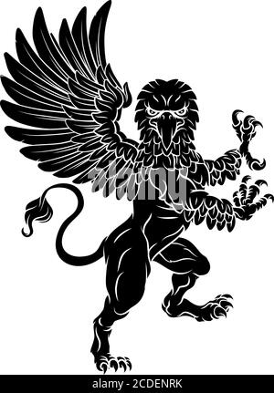 Mascotte Gryphon Rampant Griffin Coat of Arms Crest Illustrazione Vettoriale