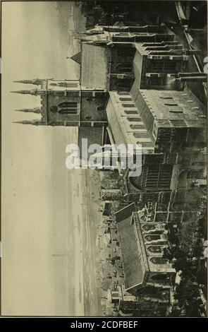 . Cattedrali, abbazie e chiese di Inghilterra e Galles, descrittivo, storico, pittorico. Letto nel suo palazzo a Wells dalla caduta di uno stack di camini durante la grande tempesta di novembre, 1703. Ogni lato da cui la città è avvicinata aPords una vista pittoresca della cattedrale. Fergusson dice di esso: Anche se una delle più piccole, è forse, takenunhousen, la più bella delle cattedrali inglesi. Esternamente le sue tre torri ben proporzionate raggruppano così graziosamente con la casa-capitolo, i resti dei ladri vicino, le rovine del palazzo del bisho23, e gli alberi alti con cui è Foto Stock