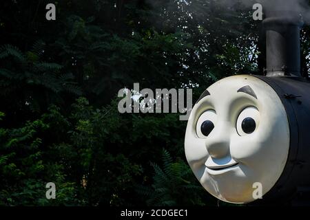 25 agosto 2020: Una vista generale del Thomas the Tank Engine Face, sulla restaurata locomotiva a vapore del Brooklyn Eastern District Terminal 15, durante un'escursione alla ferrovia Strasburg martedì 25 agosto 2020 a Ronks, Pennsylvania. Rich Barnes/CSM Foto Stock