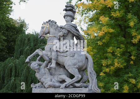 Monumento al re Giovanni III Sobieski nel parco delle Terme reali, Varsavia, Polonia Foto Stock