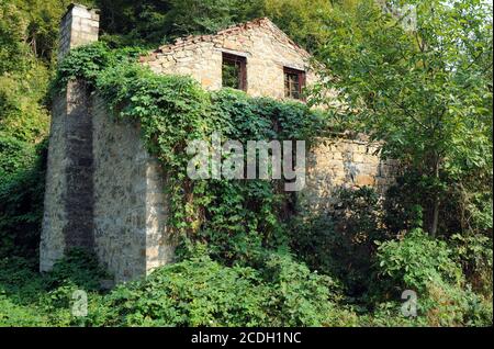 Casa abbandonata in rovina Foto Stock