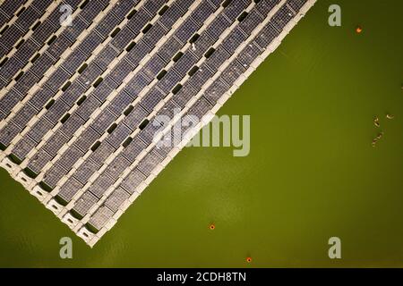 Pannelli solari flottanti Foto Stock