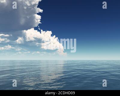 Nuvoloso blue sky lasciando per orizzonte al di sopra di un blue s Foto Stock