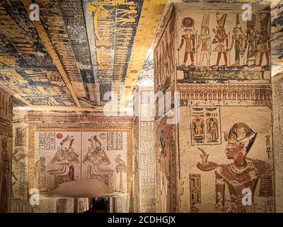 KV9, Valle dei Re n° 9, Tomba di Memnone, tomba dei faraoni della ventesima dinastia: Ramses V e Ramses VI. Foto Stock