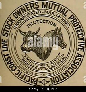 . Allevatore e sportivo . ORDINARE DA SOSE GiarCDte SENZA TH LsSlGXAYtTRK. IN PARTICOLARE EEFINED E PEEPABED DALLA PACIFIC AMMONIA AND CHEMICAL COMPANY, n t T TXTiD -v-r SA2&gt; FRANCISCO CAT.TFOKXIA.. GUARDA! LEGGI! AGIRE! CAXNOT PERDE IL VALORE DI AX AXTMAL. Assicurazione bestiame a tassi bassi. Un grande successo. Tutti i tipi di stock assicurati contro la morte da ACCXDEIST o DISEASE.TRUSTEES: EDW. INGRAM, Vice Presidente WALTER LITTLE, Actuarv, R. XL. WLLEY, avvocato. HON. B. V.SABGENT/PRESSENT, CHAS. FREW, Segretario, BL ml GtRAGG, Business Manager, GENERAL BUSINESS OFFICE, MONTEREY, CAL. FRANK DAY, G. Foto Stock