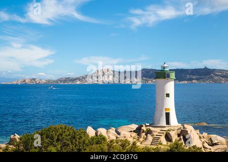 Italia, Sardegna, Palau, Faro di Porto Faro Foto Stock