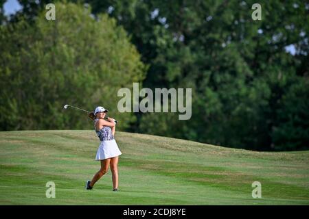 Beroun, Repubblica Ceca. 28 Agosto 2020. Il golfista ceco Katerina Vlasinova partecipa al Tipsport Czech Ladies Open, parte del Ladies European Tour, il 28 agosto 2020, a Beroun, Repubblica Ceca. Credit: Vit Simanek/CTK Photo/Alamy Live News Foto Stock