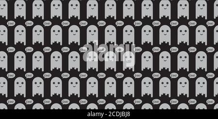 Simpatico sfondo piccolo fantasma, illustrazione vettoriale, stile piatto, tema Halloween Illustrazione Vettoriale