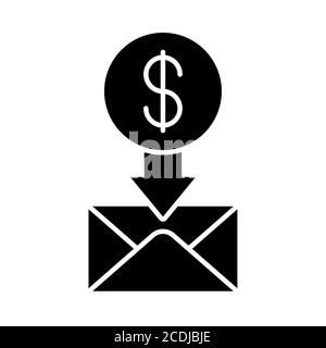 Icona Sending Money Banking Glyph Foto Stock