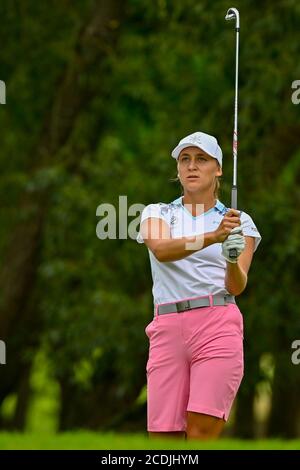 Beroun, Repubblica Ceca. 28 Agosto 2020. Il golfista ceco Jana Melichova partecipa al Tipsport Czech Ladies Open, parte del Ladies European Tour, il 28 agosto 2020, a Beroun, Repubblica Ceca. Credit: Vit Simanek/CTK Photo/Alamy Live News Foto Stock