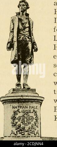 . La strada più grande del mondo : la storia di Broadway, vecchia e nuova, dal Bowling Green ad Albany . LA STATUA NATHAN HALE NEL CITY HALL PARK York immediatelyation di Boston byHowe. Dopo theIsland, un battaglione si è formato sotto il reggimento del tenente colonelHales, le orecchie dell'esercito, selezionato da Knowltoncapitani. Era ansioso di sapere che le azioni erano state erette che disposizioni lui truppe britanniche. He Knowlton per arredare e V o 1 u n- D i s - come scuola- H a 1 e N o r - Foto Stock