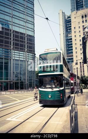 tram a hong kong Foto Stock