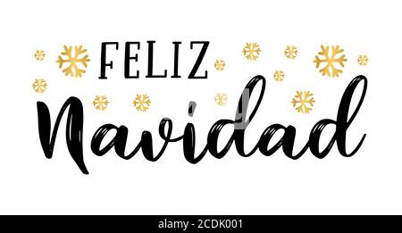 Feliz Navidad citazione in spagnolo come logo o intestazione. Buon Natale. tradotto Caratteri per la celebrazione per poster, carta, invito. Illustrazione Vettoriale
