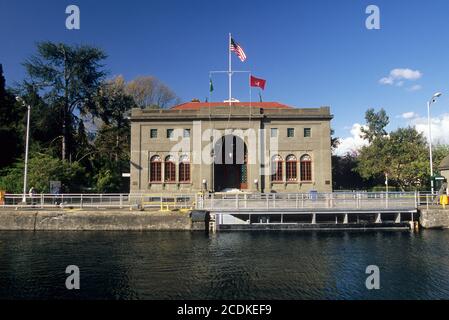 Amministrazione Edificio, Hiram M. Chittenden serrature (noto come Ballard serrature), Seattle, Washington Foto Stock