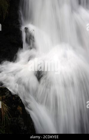 Severn-break-it-neck cascata, vicino Llanidloes. Foto Stock