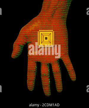 Chip bionico, illustrazione concettuale. Foto Stock