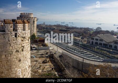 Yedikule Hisarları (sette torri fortezza) ad Istanbul in Turchia Foto Stock