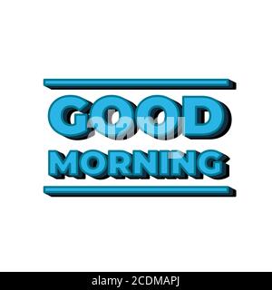 Buongiorno. Lettere. Calligraphy . Buona parola del mattino in blu colori isolati su sfondo bianco. Illustrazione Vettoriale