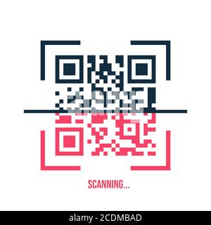 Icona del codice QR in stile piatto e alla moda isolata su sfondo bianco. Simbolo per il design, il logo, l'app, l'interfaccia utente del sito Web. Illustrazione vettoriale, EPS. Illustrazione Vettoriale