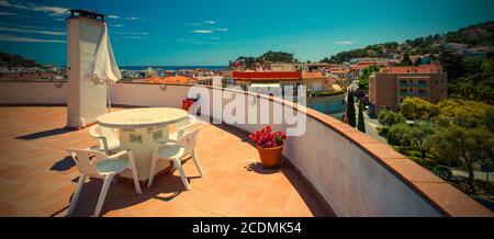 solarium sul tetto dell'hotel Foto Stock