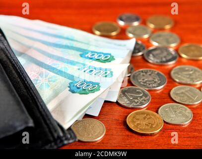 Primo piano della valuta russa Foto Stock