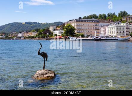 Storico piroscafo a pale Gisela, Gmunden, Lago Traun, Salzkammergut, alta Austria, Austria Foto Stock