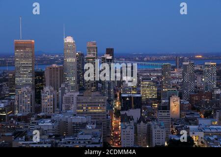 Vista della città da Mount Royal, Downtown, Montreal, Provincia di Quebec, Canada Foto Stock