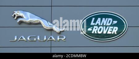 Jaguar, Landrover, marchio dell'auto, Monaco, Baviera, Germania Foto Stock