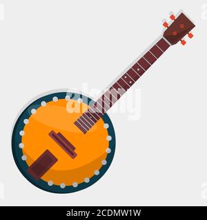 strumento musicale banjo illustrazione vettoriale in stile piatto Illustrazione Vettoriale