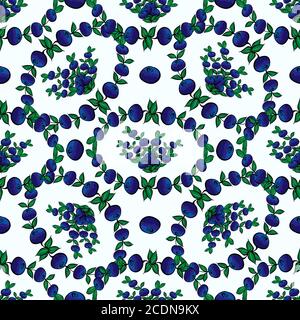 I mirtilli seamless autunno vegetale sfondo pattern Foto Stock