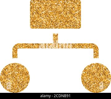 Icona gerarchica in tessuto glitter oro. Scintillante illustrazione vettoriale di stile di lusso. Illustrazione Vettoriale