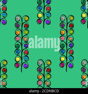 Abstract fiori con bacche colorate modello senza giunture Foto Stock