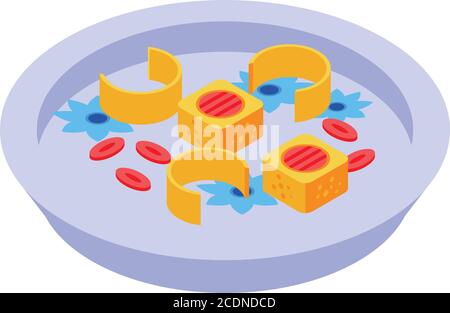 Icona della cucina molecolare del sushi, stile isometrico Illustrazione Vettoriale